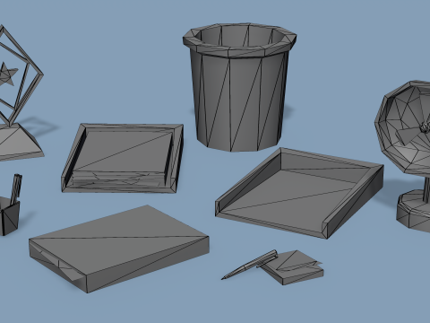 Office - Low Poly House Items Modèle 3D