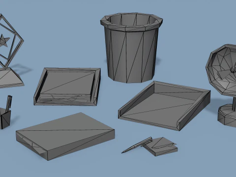 Office - Low Poly House Items 3D Model