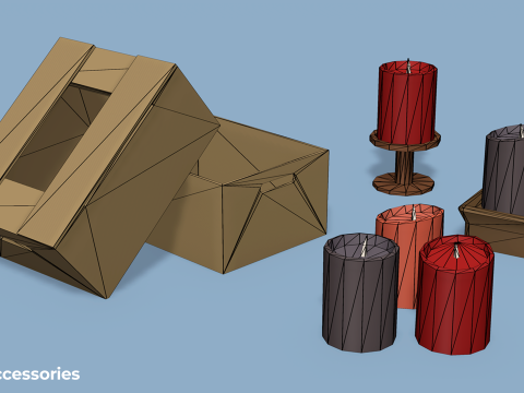 Office - Low Poly House Items Modèle 3D