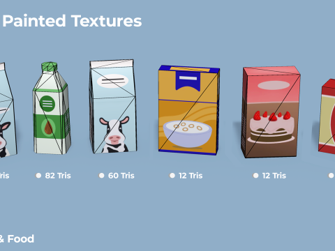 Kitchen and Food - Low Poly House Items 3D 모델