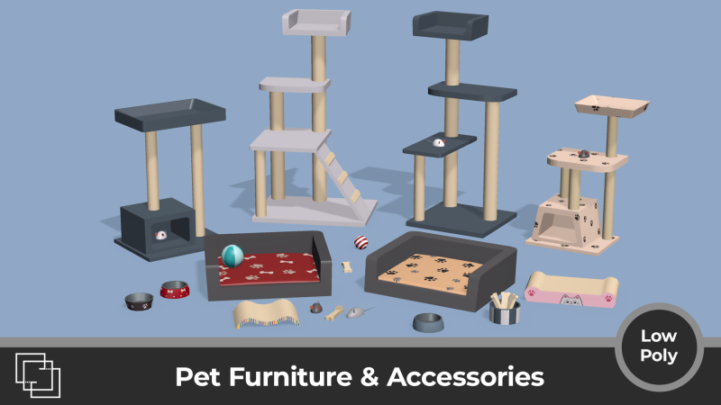 Pet Furniture Accessories - Low Poly House Items 3D 模型 .c4d .max .obj .3ds .fbx .stl .blend