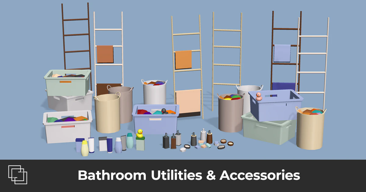 Bathroom Utilities - Low Poly House Items 3D Model .c4d .max .obj .3ds .fbx .stl .blend 