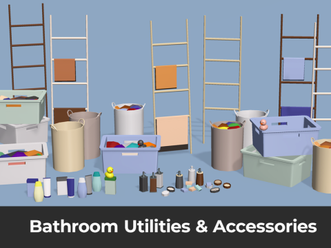 Bathroom Utilities - Low Poly House Items 3D Модель