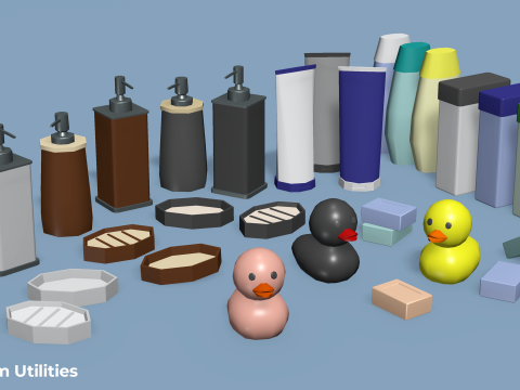 Bathroom Utilities - Low Poly House Items 3D Modell