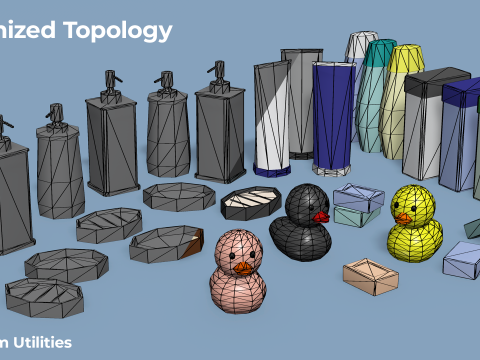 Bathroom Utilities - Low Poly House Items 3D Modell