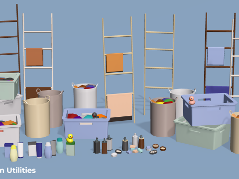 Bathroom Utilities - Low Poly House Items 3D Modell