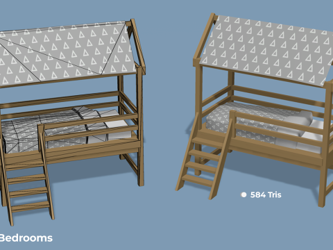 Kamar Tidur Bergaya - Dekorasi Tempat Tidur Mainan Anak Dewasa Model 3D