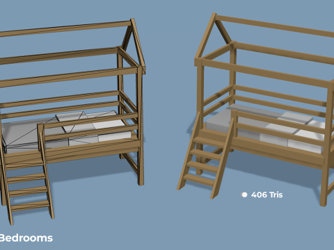 Kamar Tidur Bergaya - Dekorasi Tempat Tidur Mainan Anak Dewasa Model 3D