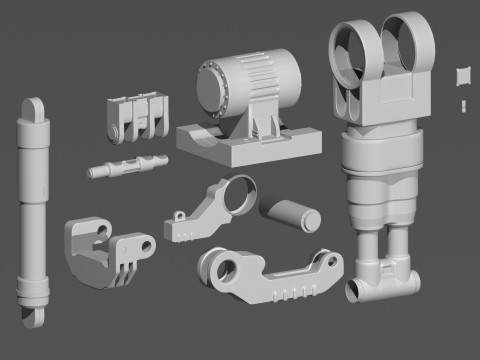 Sci-fi Spaceship Landing Gear 3D Model