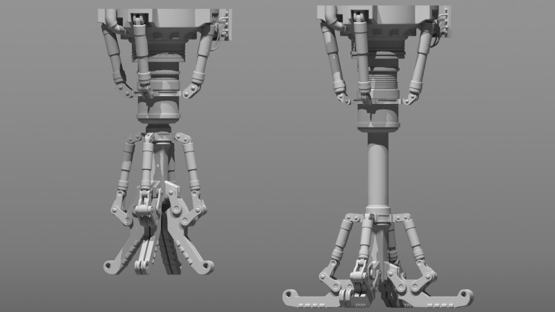 Sci-fi Spaceship Claw-type Landing Gear 3D Model .c4d .max .obj .3ds .fbx .stl .blend 