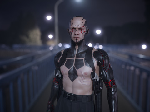 Cyberpunk character 3D Modell
