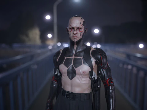 Cyberpunkowa postać Model 3D