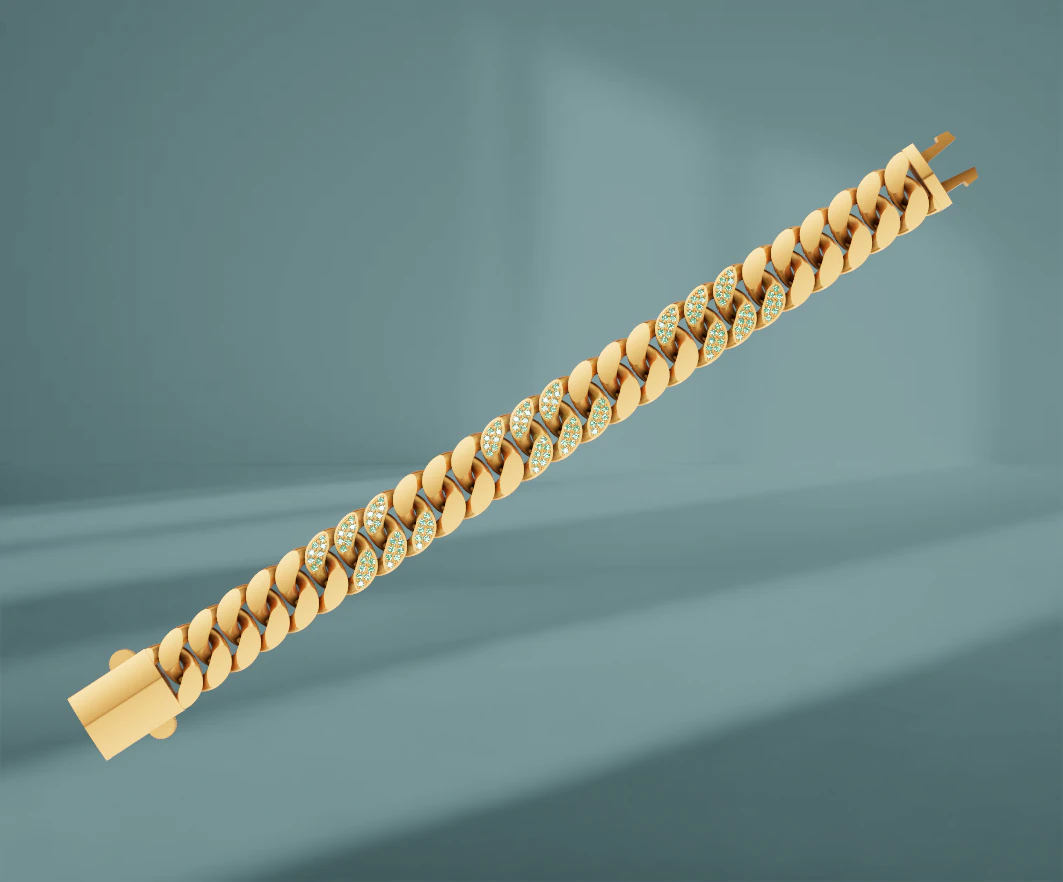 Cuban bracelet 3D Model .c4d .max .obj .3ds .fbx .stl .blend 