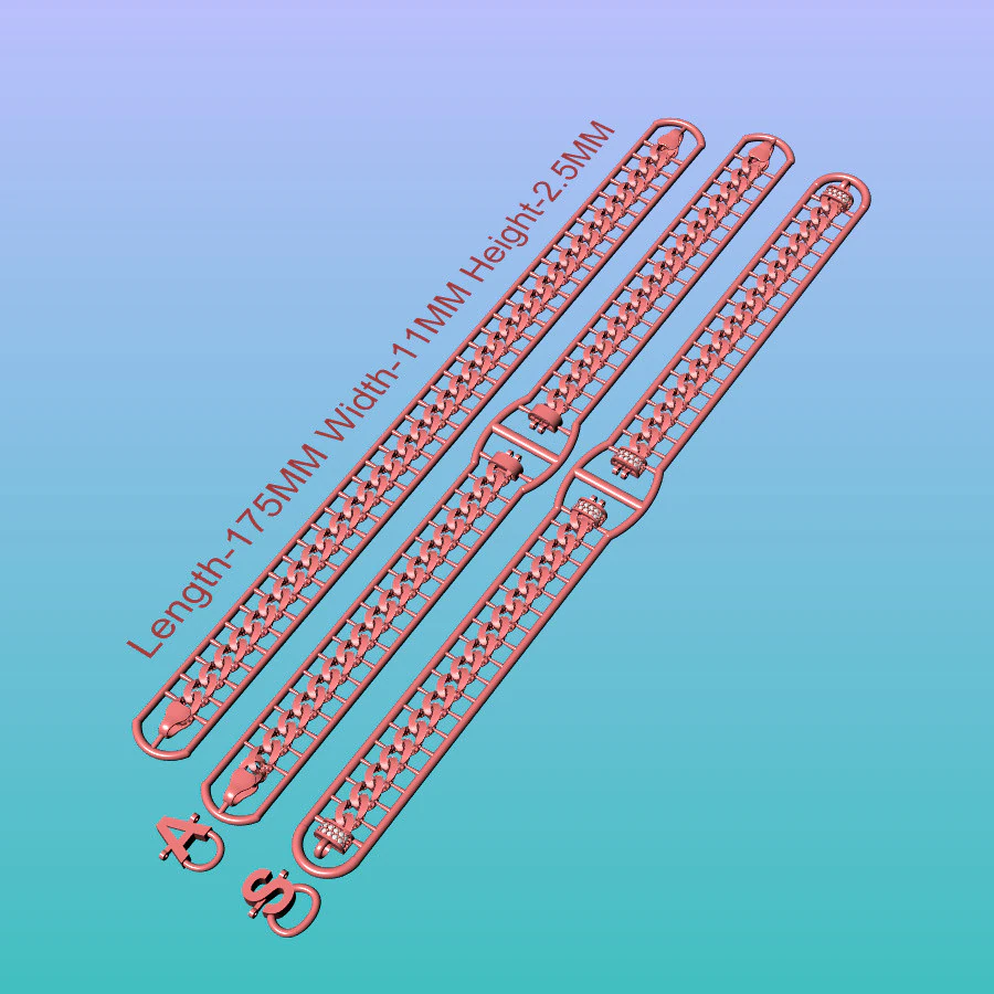 Cuban bracelet 3D Model .c4d .max .obj .3ds .fbx .stl .blend 