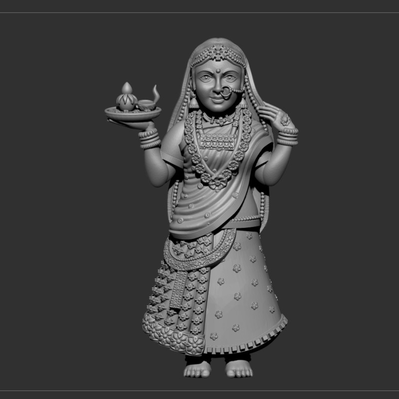 Stand girl with diya hand 3D Модель .c4d .max .obj .3ds .fbx .stl .blend