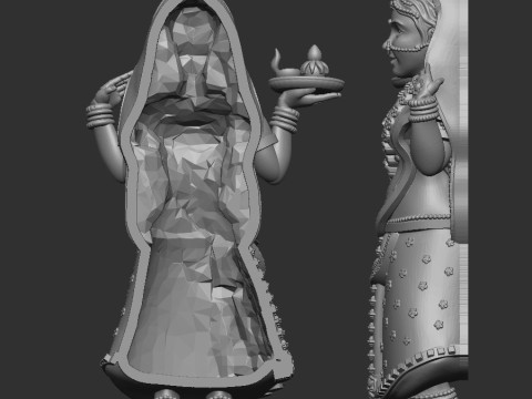 Stand girl with diya hand 3D Модель