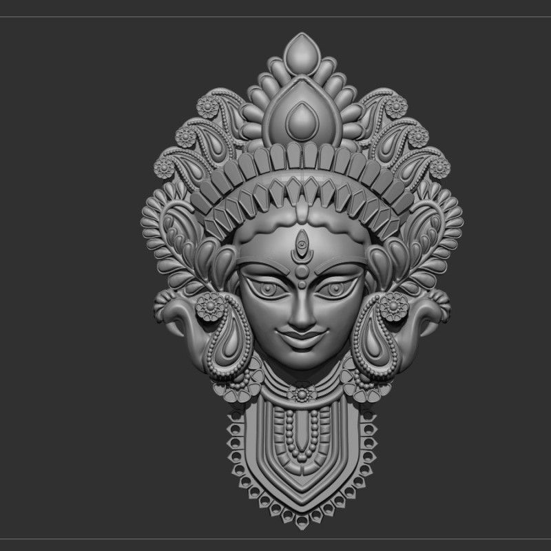 Durga ji face 3D Modell .c4d .max .obj .3ds .fbx .stl .blend