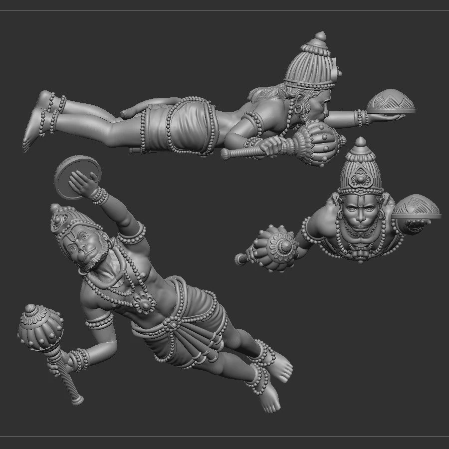 Hanuman ji 3D Model .c4d .max .obj .3ds .fbx .stl .blend 