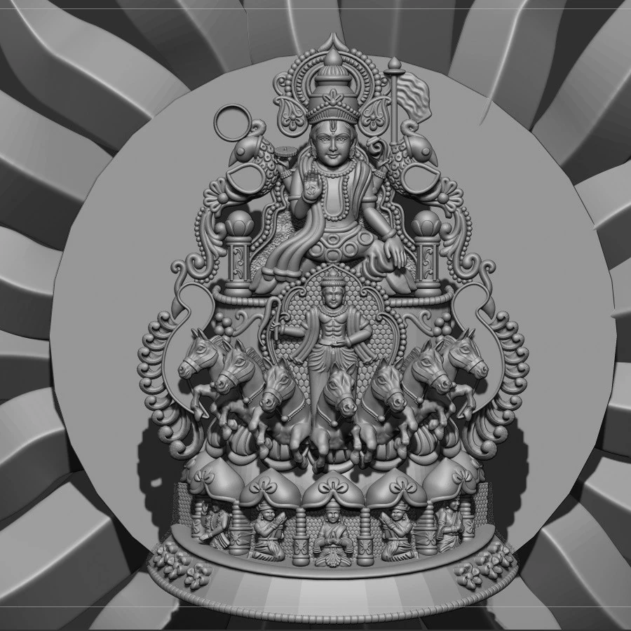Sun god tample jewellery 3D Model .c4d .max .obj .3ds .fbx .stl .blend