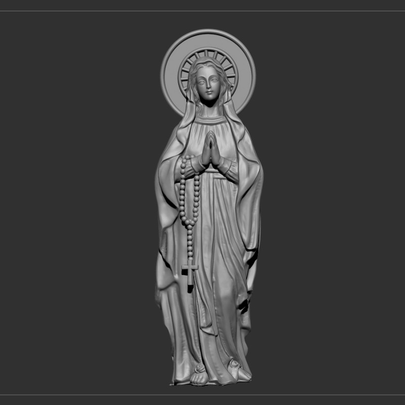 Lady of the Holy Rosary 3D Model .c4d .max .obj .3ds .fbx .stl .blend 