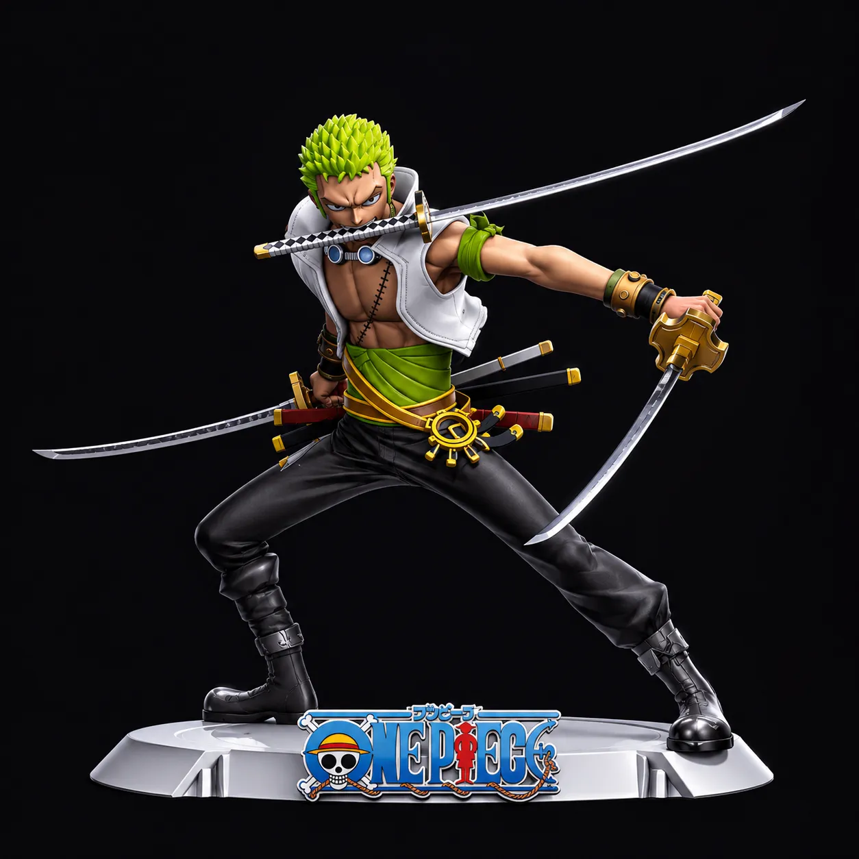 Roronoa Zoro Three Sword Style Anime Statue STL 3D Print Model .c4d .max .obj .3ds .fbx .stl .blend