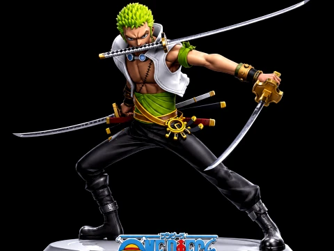 Roronoa Zoro Üç Kılıç Tarzı Anime Heykeli STL 3D Baskı Modeli