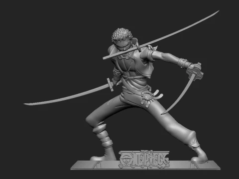 Roronoa Zoro Three Sword Style Anime Statue STL 3D Print Model