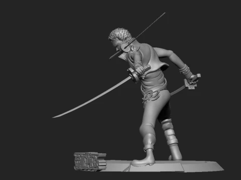 Roronoa Zoro Three Sword Style Anime Statue STL 3D Print Model