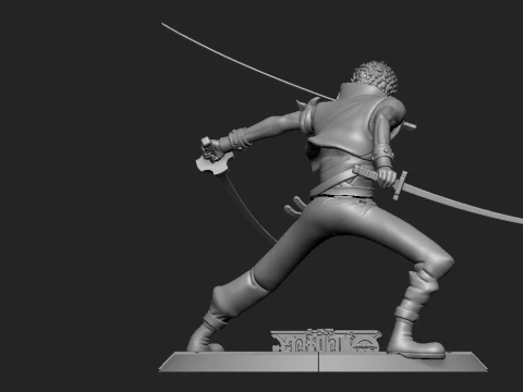 Roronoa Zoro Three Sword Style Anime Statue STL 3D Print Model