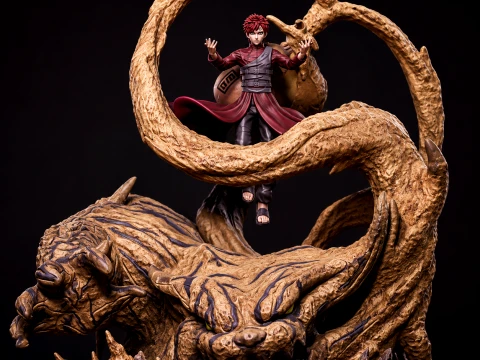 Gaara Shukaku Naruto Anime Statue Gaara STL Figure Shukaku Tailed Beast 3D Printa Modèles 3D en vedette
