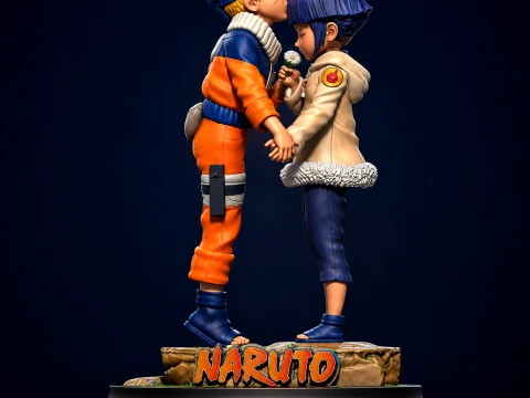 Naruto Hinata Romantic Anime Statue Naruto Uzumaki Hinata Hyuga Couple Figure STL 3D 打印模型