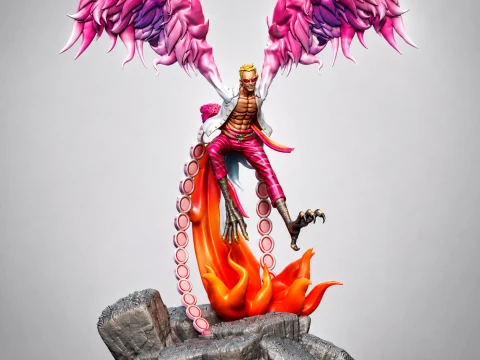 Donquixote Doflamingo STL One Piece Anime Statue Doflamingo Figure for 3D Printing 3D Print Model