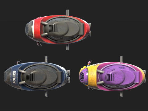 Sci-Fi HOVER SCOOTER -3x different skins UNITY BUILT-IN-URP TEXTURES ONLY 3D Model