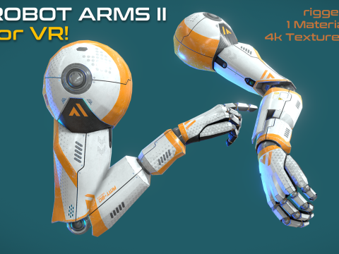 Robot Arms II - for VR rigged UNITY BUILT-IN-URP TEXTURES ONLY Modelo 3D