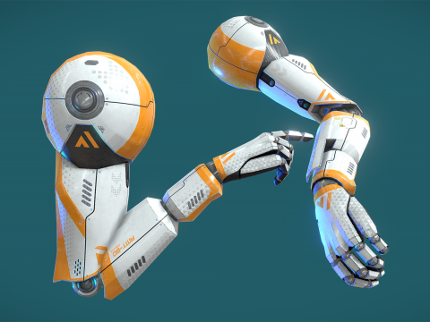 Robot Arms II - for VR rigged UNITY BUILT-IN-URP TEXTURES ONLY 3D Модель