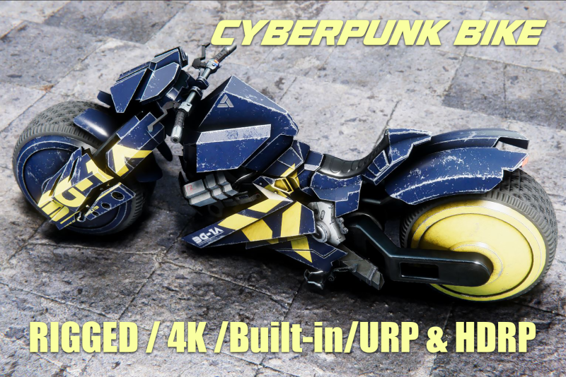 Cyberpunk Superbike -fully rigged UNITY BUILT-IN-URP TEXTURES ONLY Modelo 3D .c4d .max .obj .3ds .fbx .stl .blend