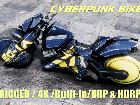 Cyberpunk Superbike -fully rigged UNITY BUILT-IN-URP TEXTURES ONLY Modèle 3D