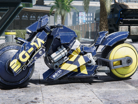 Cyberpunk Superbike -fully rigged UNITY BUILT-IN-URP TEXTURES ONLY Modelo 3D
