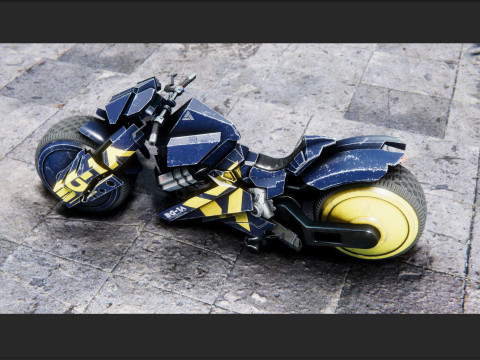 Cyberpunk Superbike -fully rigged UNITY BUILT-IN-URP TEXTURES ONLY Modelo 3D