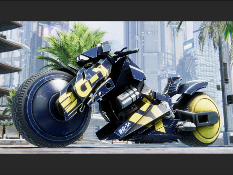 Cyberpunk Superbike -fully rigged UNITY BUILT-IN-URP TEXTURES ONLY Modelo 3D