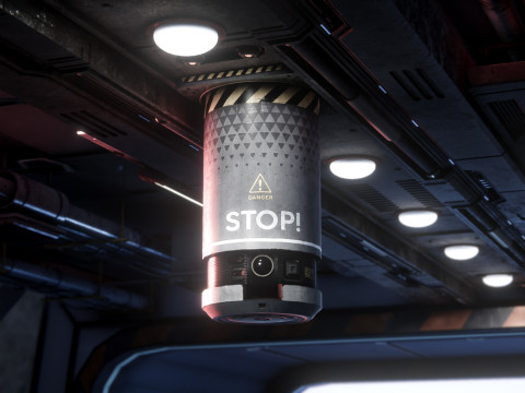 Sci-Fi Surveillance Unit -Security Camera rigged UNITY BUILT-IN-URP TEXTURES ONLY 3D Модель