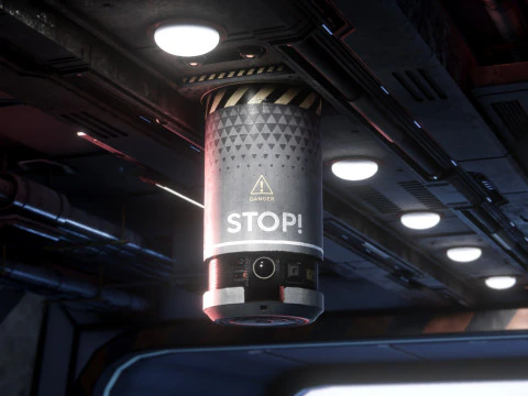 Sci-Fi Surveillance Unit -Security Camera rigged 3D Model