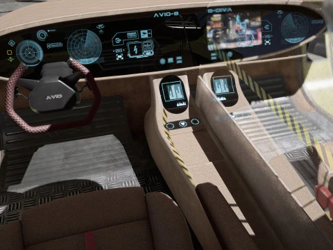 AVIO-8 Cyberpunk Hover Taxi - FULLY RIGGED outside inside 3D Model