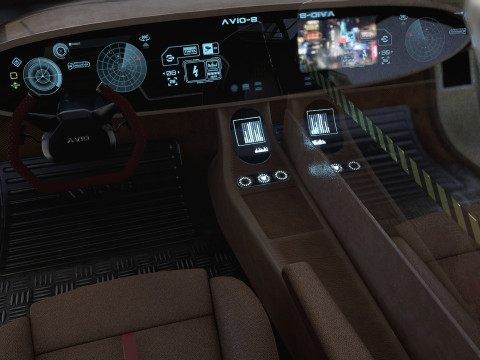 AVIO-8 Cyberpunk Hover Taxi - FULLY RIGGED - UNITY BUILT-IN-URP HDRP TEXTURES ONLY 3D Modell