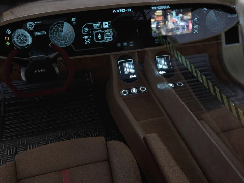 AVIO-8 Cyberpunk Hover Taxi - FULLY RIGGED outside inside 3D Model