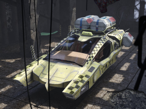 AVIO-8 Cyberpunk Hover Taxi - FULLY RIGGED - UNITY BUILT-IN-URP HDRP TEXTURES ONLY 3D Modell