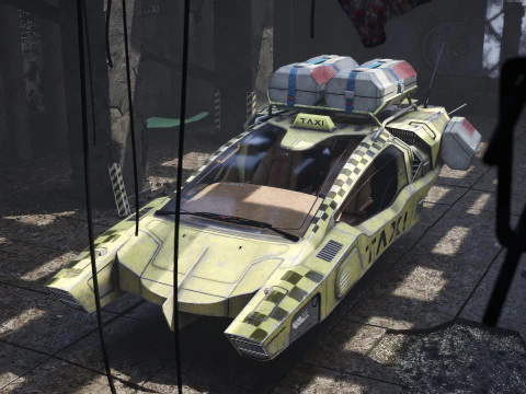 AVIO-8 Cyberpunk Hover Taxi - FULLY RIGGED outside inside 3D Model