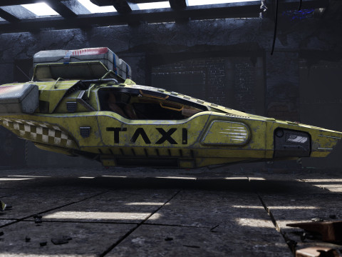 AVIO-8 Cyberpunk Hover Taxi - FULLY RIGGED - UNITY BUILT-IN-URP HDRP TEXTURES ONLY 3D Modell