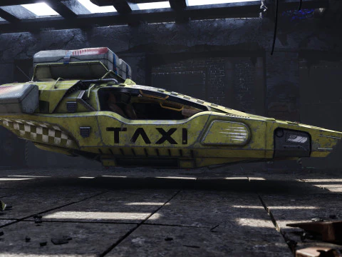 AVIO-8 Cyberpunk Hover Taxi - FULLY RIGGED outside inside 3D Model