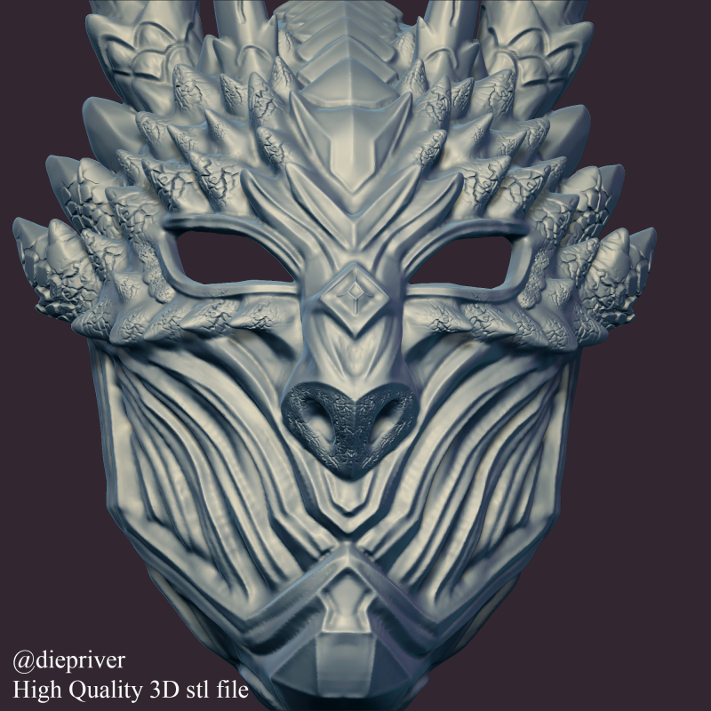 Dragon Mask 1 3D प्रिंट मॉडल .c4d .max .obj .3ds .fbx .stl .blend 